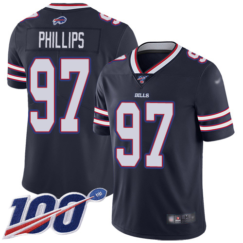 Men Buffalo Bills 97 Jordan Phillips Limited Navy Blue Inverted Legend 100th Season NFL Jersey